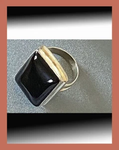 ¡Anillo de plata esterlina de ónix negro natural creado artesanalmente de la India! - Imagen 1 de 6