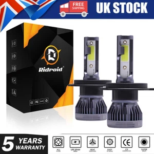 RIDROID H4 9003 LED Headlight Bulbs 72W 9000LM 2-Sided White Kit High Low Beam - Picture 1 of 12