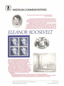 Panel de estampillas conmemorativas #233 20c Eleanor Roosevelt #2105 USPS - Imagen 1 de 1