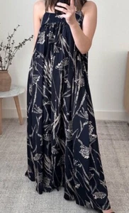 Nuevo con etiquetas Maxi Vestido Banana Republic Trapecio 8 Pequeño Azul Marino Bosque Hada Capricho 8P - Imagen 1 de 11