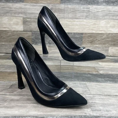 Tacones Adrianna Papell Diandra para mujer 6M negro gamuza cuero bronceado Foto 1 de 4