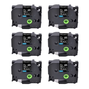 1PK Compatible avec Brother TZ-MQ355 Ruban D'étiquettes 24mm Blanc sur Noir Mat - Afbeelding 1 van 5