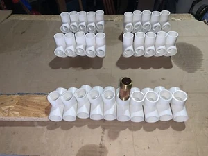 Lot Of 30 PVC SCH. 40 Tees. 10-3/4” Hub X 3/4” Hub X 3/4” NPT. 20-3/4” All Hub. - Picture 1 of 4