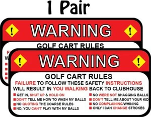 Pair (2) Rules to Ride My Golf Cart Funny Decal Sticker 2.5" x 5.25" p246 - Picture 1 of 1
