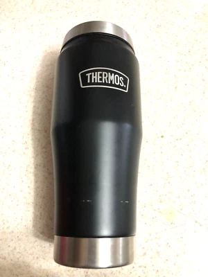 Termo 16 oz. Vaso de viaje negro aislado al vacío de acero inoxidable frío/calor. Foto 1 de 4