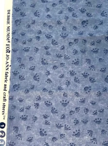 Debbie Mumm For Jo-Ann Joanns Blue Dog Cat Paw Prints Quilt Fabric 34” X 42” - Picture 1 of 4