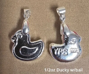 1/2 Feinunze handgegossener 999 Silberbarren "Ducky" mit Kaution von YPS Yeager's - Bild 1 von 1