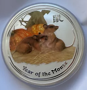 2008 Australia $10 Year of the Mouse Rat Lunar II Series 10 Oz Silver Color Coin - Picture 1 of 4