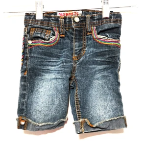 Girls Size 4 Squeeze Denim Shorts Blue Stone Wash Button Fly Casual Summer Jean - Picture 1 of 4