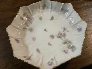 7“ Achteck Leonard Austria Schale mit Veilchen aus Vorbesitz - Bild 1 von 4