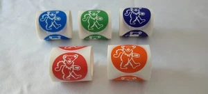 5 rollos (100 cada uno de 5 colores) pegatinas Grateful Dead Dancing Bear de 1,5 pulgadas - Imagen 1 de 5