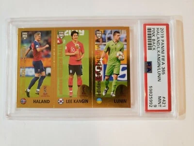 2019 Panini Fifa 365 Erling Haaland #421 RARE PINK BACK Rookie PSA 9 MINT RC - Image 1 of 3