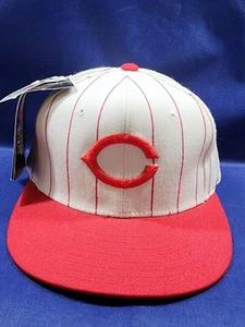 Vintage Cincinnati Reds New Era Hat Pinstripe Logo Fitted Cap Size 6 3/4 New - Picture 1 of 13