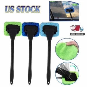 3X Window Windshield Cleaning Tool Wand Microfiber Car Wiper Cleaner Glass Brush - Picture 1 of 11
