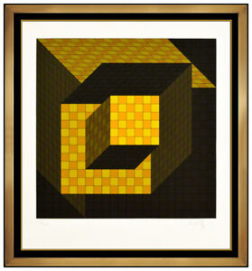 Victor Vasarely Gestalt Original Color Silkscreen Signed Modern Op Art Illusion 
