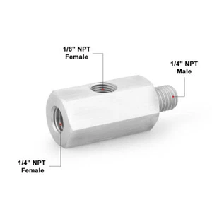 1/4" NPT Female Oil Pressure Sensor Tee to 1/4 NPT Male Adapter 1/8"NPT Female - Picture 1 of 6