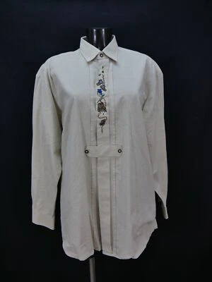 Gr.M Trachtenhemd Country Fashion beige Baumwolle Wander Stickerei Hemd TH1534 - Bild 1 von 3
