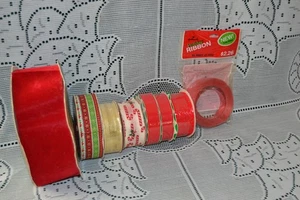 LOT Christmas Ribbon ~ Velvet ~ Fabric ~ Red / Candy Canes / Gold - Picture 1 of 12