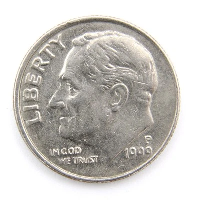 1999 P Roosevelt  Dime AU About Uncirculated Free Shipping [177] - Image 1 of 2