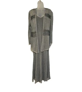 Vintage Lillie Rubin Lurex Rayon Maxikleid mit Jacke M - Bild 1 von 11