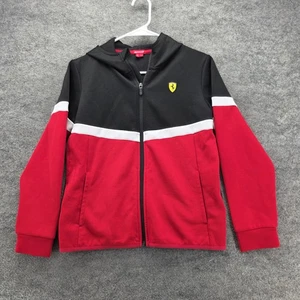 Scuderia Ferrari Jacket Youth 11/12 Black Red Zip Hoodie Boys Racing F1 Logo SF - Picture 1 of 10
