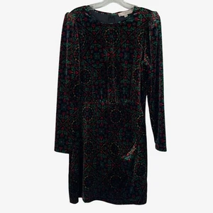 LOFT Ornamental Floral Shirred Velvet Mini Dress Women's 10 NWT Holiday Evening - Picture 1 of 18