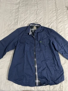 LL Bean Flannel-Lined Hurricane Shirt Jacket Shacket Men's Large Blue Button Up - Picture 1 of 7