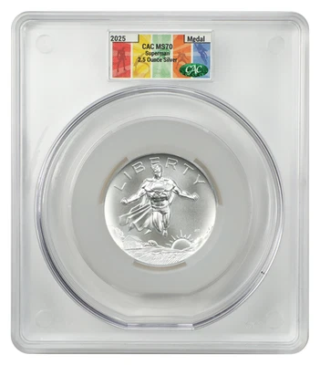 2025 Superman Medal CACG MS70 (2.5 oz Silver) - Modern Commemorative Medals - Image 1 of 4