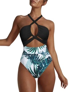 Hilor Women Sexy High Cut One Piece Swimsuits Pluging V Neck Monokini Slimmin... - Picture 1 of 6