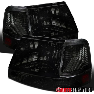 Fits 1998-2000 Ford Ranger Smoke Lens Headlights+Corner Signal Lamps+Amber Pair Foto 1 de 4