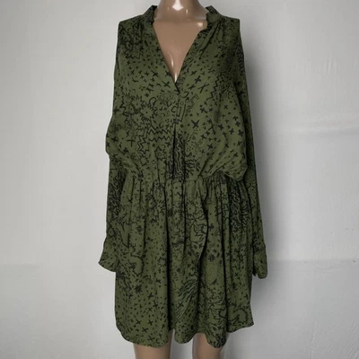 Zadig & Voltaire Womens Mini Dress Green/Black Size XS Rinka Glam Rock V-Neck - Image 1 of 4