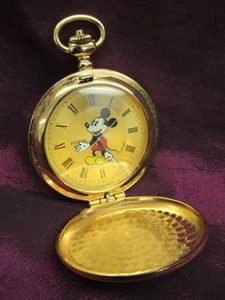 Vintage Disney Mickey Mouse moving hands PULSAR quartz pocket watch V701-0A40 - Picture 1 of 7
