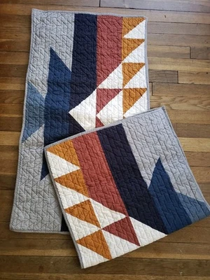 Pendleton Pillow Shams Set 2 King Size 36"x 20" Aztec Southwestern Gray Cotton - Image 1 of 4