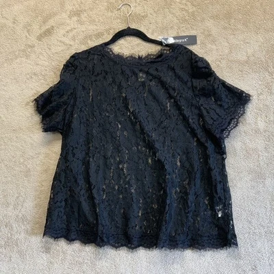 NUEVO Top de encaje negro para mujer talla grande 2X puro capricho brujo nuevo con etiquetas Foto 1 de 4