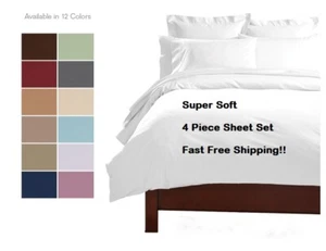 4 PIECE 2100 COUNT DEEP POCKET LUXURY SERIES BED SUPER SOFT SHEET SET MOST SIZES - Picture 1 of 47