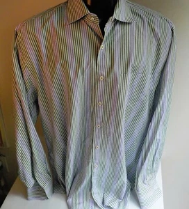 Peter Millar LS Striped Button Down Shirt 100% Cotton Purple/Green SZ XL - Picture 1 of 4