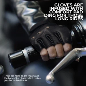LEATHER HALF FINGER CYCLE WHEELCHAIR GYM BUS DRIVING WEIGHT LIFTING GLOVE - Picture 1 of 8