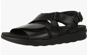 NEW! SAS Women’s Huggy Cross Strap Sandal Black Size 8W - Picture 1 of 7