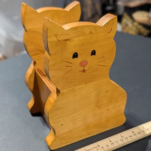 Vintage Wood Carved Cat Box – Cottagecore Decor – Plant Pot or Trinket Holder - Picture 1 of 6