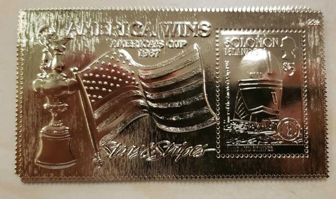 Solomon Islands - 1987 America's Cup Winner 23 K Gold Stamp - MNH Cover