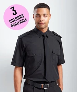 Mens SHORT Sleeve Pilot Security Shirt Business Work Smart Formal Uniform PR212 - Picture 1 of 12