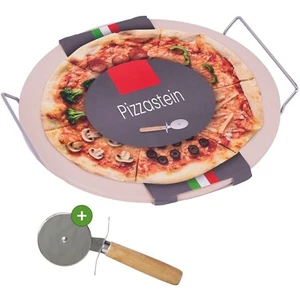 Pizzastein rund 30cm I im Set inkl. Pizzaschneider & E-Book I Schamott Backstein - Bild 1 von 11