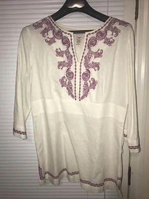 Covington large Tunic 3/4sleeves Shirt-Side Zipper-embroidery Blouse - Image 1 of 4
