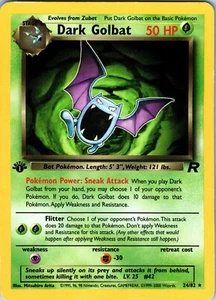 2000 Pokémon Team Rocket 1st Edition Dark Golbat #24 EUC - Picture 1 of 2