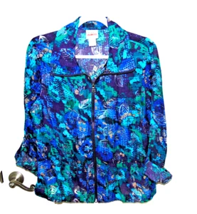 Women's Ruby Rd Size 14 Multicolor Zip Front Lightweight Jacket LS - Picture 1 of 4