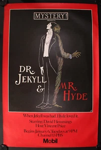 Edward Gorey, Mystery! presents Dr. Jekyll and Mr. Hyde poster 1980, 46" x 30" - Picture 1 of 4