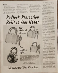 1963 Master Padlocks Vintage Ad 11 x 7 protection built to your needs - Picture 1 of 1