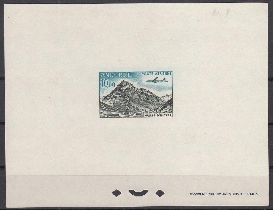 JD25345 ANDORRA FRANCESA - CORREO AÉREO - MAURY # A8 COMO NUEVO MNH PRUEBA DE LUJO Foto 1 de 1