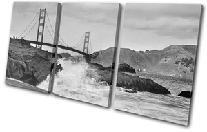 Architecture Golden Gate Bridge TREBLE CANVAS WALL ART Picture Print VA - Picture 1 of 1
