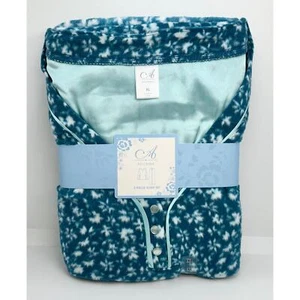 Adonna Blue Ditsy Daisy Floral Fleece Pajama Top Shirt Pants Set XL - Picture 1 of 4
